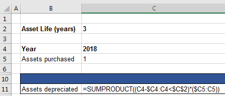 Calculations on row 11 using allowed functions